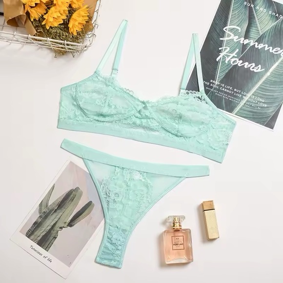 Mother Hustler Other - Mint Green Lace Everyday Bra + Panty Lingerie Set